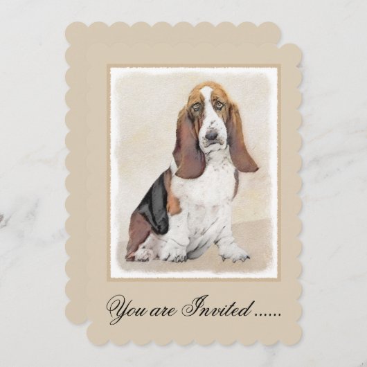 Basset Hound-schildering - Kute Original Dog Art Kaart (Voorkant / Achterkant)