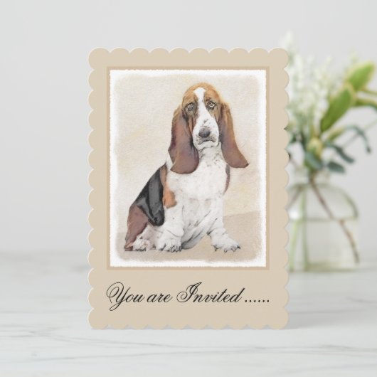 Basset Hound-schildering - Kute Original Dog Art Kaart (Staand voorkant)