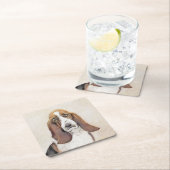 Basset Hound-schildering - Kute Original Dog Art Kartonnen Onderzetters (Insitu)