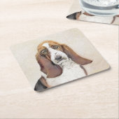 Basset Hound-schildering - Kute Original Dog Art Kartonnen Onderzetters (Schuin)