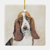Basset Hound-schildering - Kute Original Dog Art Keramisch Ornament (Achterkant)
