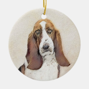 Basset Hound-schildering - Kute Original Dog Art Keramisch Ornament