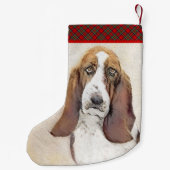 Basset Hound-schildering - Kute Original Dog Art Kleine Kerstsok (Achterkant)