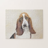 Basset Hound-schildering - Kute Original Dog Art Legpuzzel (Horizontaal)