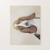 Basset Hound-schildering - Kute Original Dog Art Legpuzzel (Verticaal)