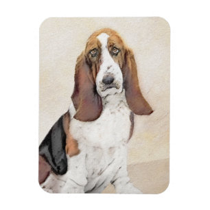 Basset Hound-schildering - Kute Original Dog Art Magneet