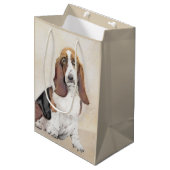Basset Hound-schildering - Kute Original Dog Art Medium Cadeauzakje (Voorkant Gekanteld)