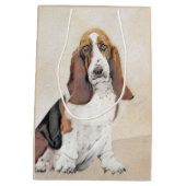 Basset Hound-schildering - Kute Original Dog Art Medium Cadeauzakje (Achterkant)