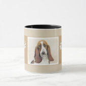 Basset Hound-schildering - Kute Original Dog Art Mok (Midden)