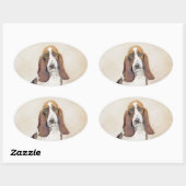 Basset Hound-schildering - Kute Original Dog Art Ovale Sticker (Vel)