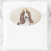 Basset Hound-schildering - Kute Original Dog Art Ovale Sticker (Tas)