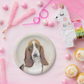 Basset Hound-schildering - Kute Original Dog Art Papieren Bordje (Feest)