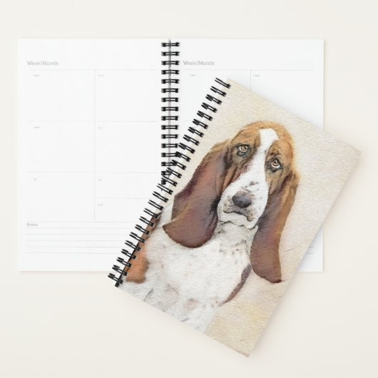 Basset Hound-schildering - Kute Original Dog Art Planner (Display)