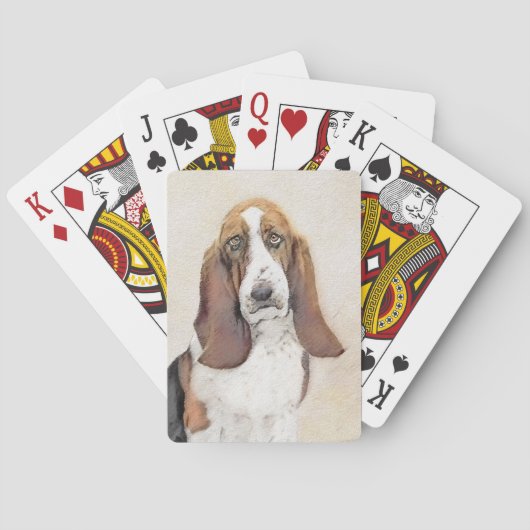 Basset Hound-schildering - Kute Original Dog Art Pokerkaarten (Achterkant)