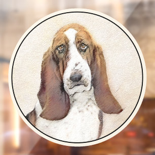 Basset Hound-schildering - Kute Original Dog Art Raamsticker