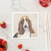 Basset Hound-schildering - Kute Original Dog Art Servet (Insitu)