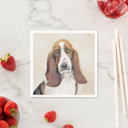 Basset Hound-schildering - Kute Original Dog Art Servet (Insitu)