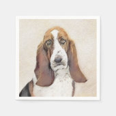 Basset Hound-schildering - Kute Original Dog Art Servet (Voorkant)