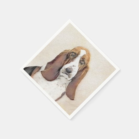 Basset Hound-schildering - Kute Original Dog Art Servet (Hoek)