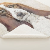 Basset Hound-schildering - Kute Original Dog Art Sherpa Deken (3/4)