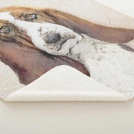 Basset Hound-schildering - Kute Original Dog Art Sherpa Deken (3/4)