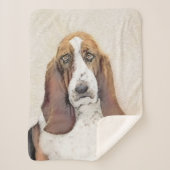 Basset Hound-schildering - Kute Original Dog Art Sherpa Deken (Voorkant)