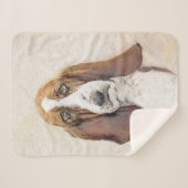 Basset Hound-schildering - Kute Original Dog Art Sherpa Deken (Voorkant (horizontaal))