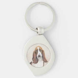 Basset Hound-schildering - Kute Original Dog Art Sleutelhanger