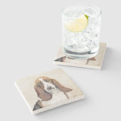 Basset Hound-schildering - Kute Original Dog Art Stenen Onderzetter (Zijkant)