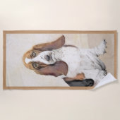 Basset Hound-schildering - Kute Original Dog Art Strandlaken (Voorkant)