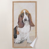 Basset Hound-schildering - Kute Original Dog Art Strandlaken (Voorkant)