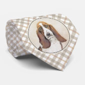 Basset Hound-schildering - Kute Original Dog Art Stropdas (Opgerold)