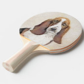 Basset Hound-schildering - Kute Original Dog Art Tafeltennisbatje (Voorkant Gekanteld)