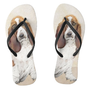 Basset Hound-schildering - Kute Original Dog Art Teenslippers