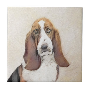Basset Hound-schildering - Kute Original Dog Art Tegeltje