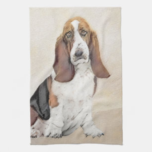 Basset Hound-schildering - Kute Original Dog Art Theedoek