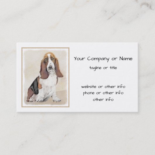 Basset Hound-schildering - Kute Original Dog Art Visitekaartje (Voorkant)