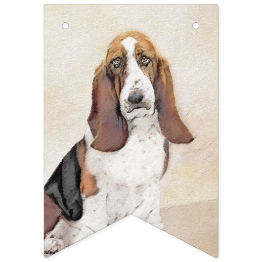 Basset Hound-schildering - Kute Original Dog Art Vlaggetjes (Derde vlag)