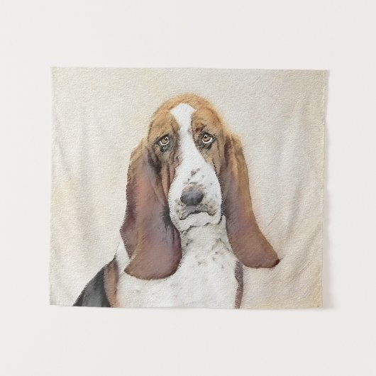 Basset Hound-schildering - Kute Original Dog Art Wandkleed (Voorkant (horizontaal))