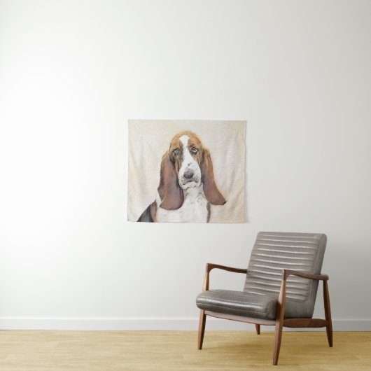 Basset Hound-schildering - Kute Original Dog Art Wandkleed (In Situ (horizontaal))