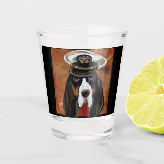 BASSET HOUND SHOT GLAS (Voorkant)