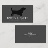Basset Hound Silhouette Black op Grey Visitekaartje (Voorkant / Achterkant)