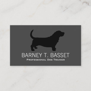 Basset Hound Silhouette Black op Grey Visitekaartje