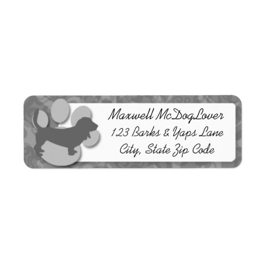 Basset Hound Silhouette Etiket (Voorkant)