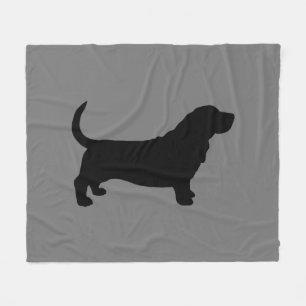 Basset Hound Silhouette grijs en zwart Fleece Deken