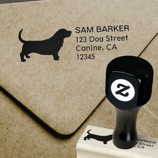 Basset Hound Silhouette Hondenliefhebber Retouradr Rubberstempel