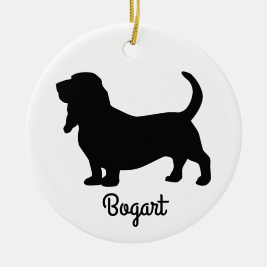 Basset Hound Silhouette Keramisch Ornament (Voorkant)