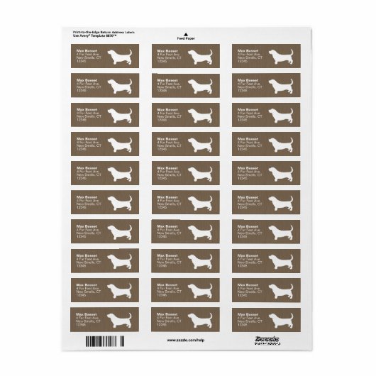 Basset Hound Silhouette Return Address Labels (Full Sheet)