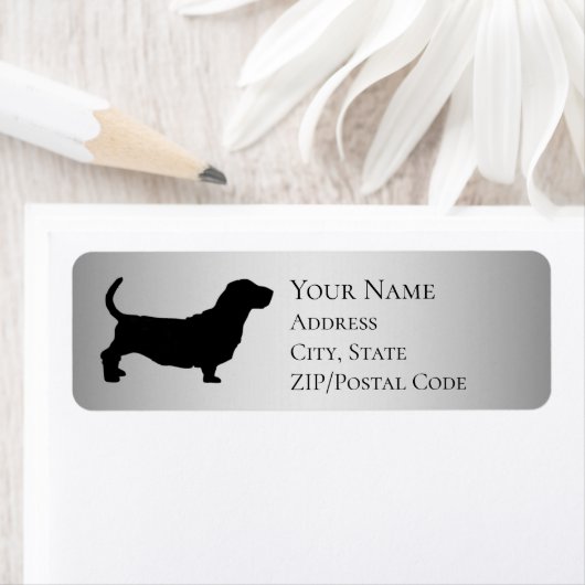 Basset Hound Silhouette Return-adres Etiket (Insitu)