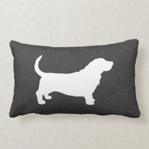 Basset Hound Silhouette White en Grey Kussen